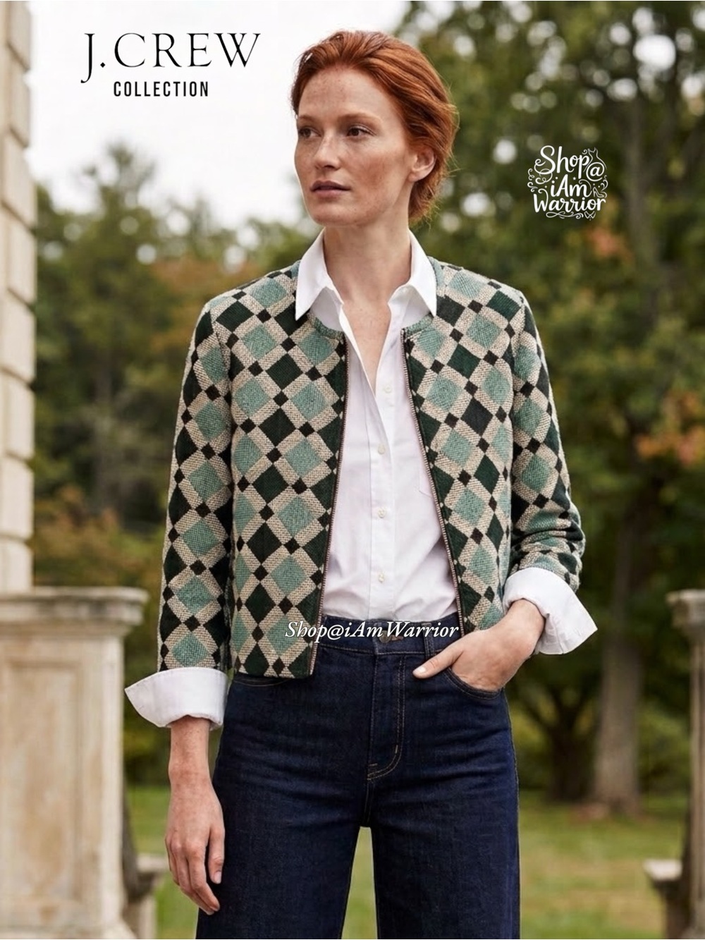 J.Crew Collection NWT Moroccan Tile Jacquard Zip Boxy Jacket *shop@iamwarrior